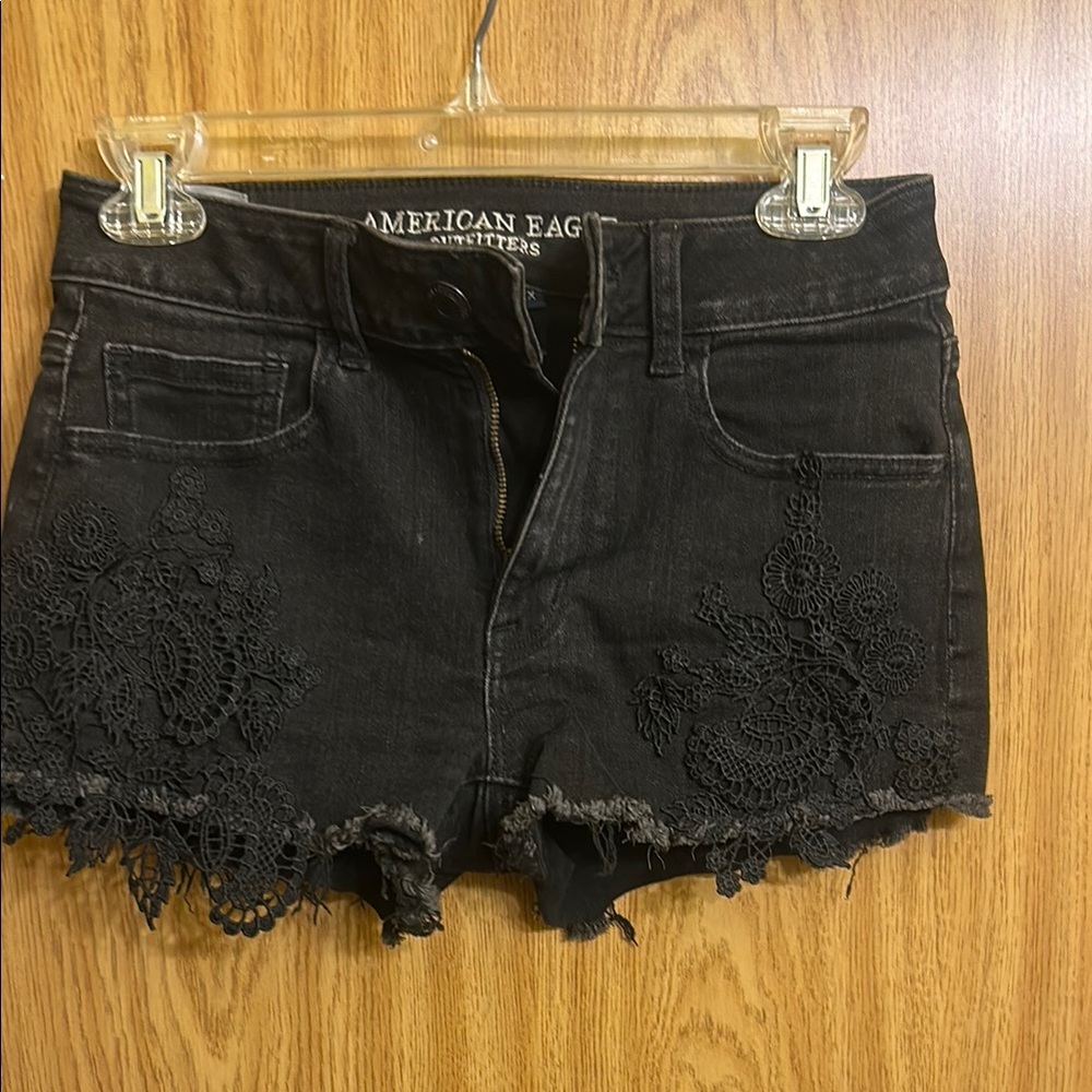 American Eagle Outfitters Black High-Waisted Jean Shorts
